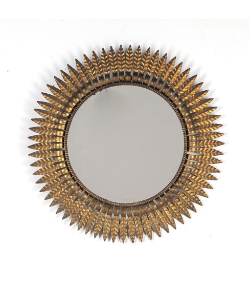 20th Century Spanish Gilt-metal Sun Mirror