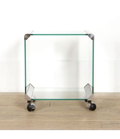 Modernist Chrome and Glass End table