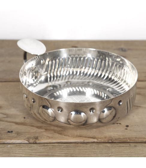 Oversized Engraved Silver Plate Wine Taster Dish