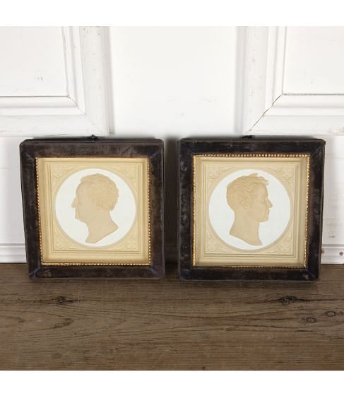 19th Century Pair of Framed Plaster Reliefs