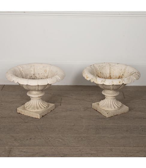 Pair of 19th Century Cast Iron Urns
