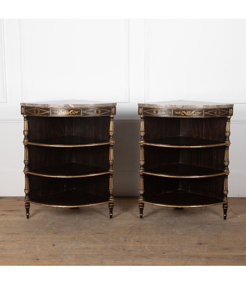 Pair of 19th Century English Marble Top Corner Cabinets