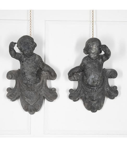 Pair of 19th Century French Cast Alloy Putti Figures