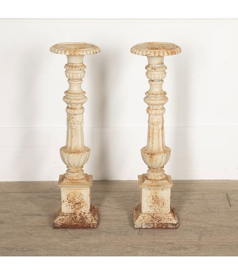 Pair of 19th Century French Cast Iron Candle Stands