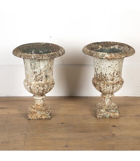 Pair of 19th Century French Cast Iron Urns