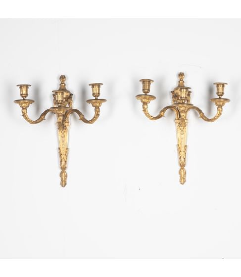 Pair of 19th Century Gilt Bronze Louis XVI Wall Sconce
