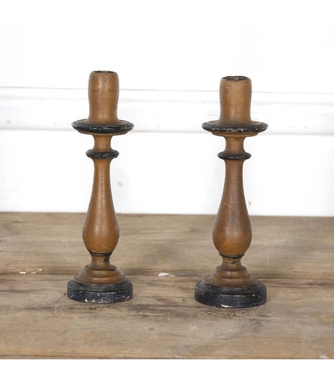 Pair of 19th Century Hand Carved French Candlesticks