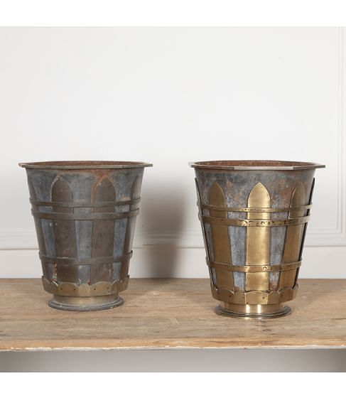 Pair of 19th Century Zinc and Brass Florist Buckets