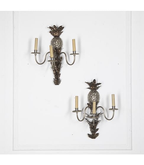 Pair of 20th Century Cast Pineapple Wall Lights