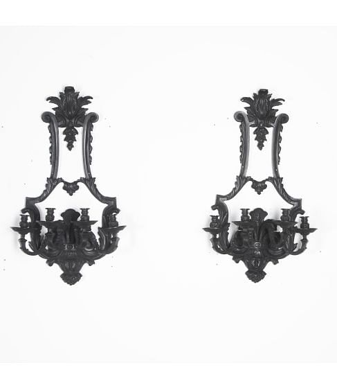 Pair of 20th Century French Bronze Wall Appliques