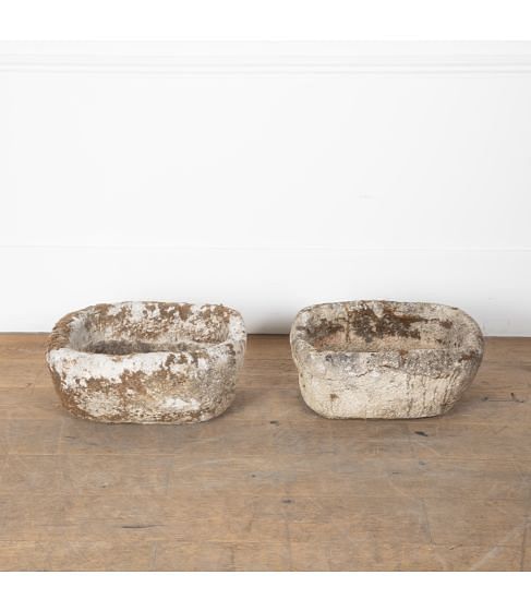 Pair of 20th Century French Stone Garden Planters