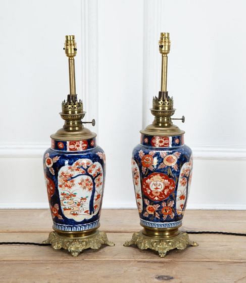 Pair of 20th Century Japanese Imari Lamps