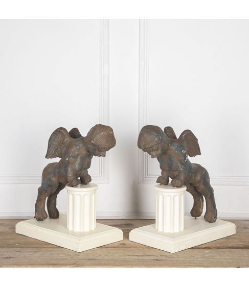 Pair of 20th Century Neoclassical Architectural Female Sphinx