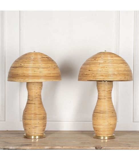 Pair of Mid-Century Style Bamboo Table Lamps