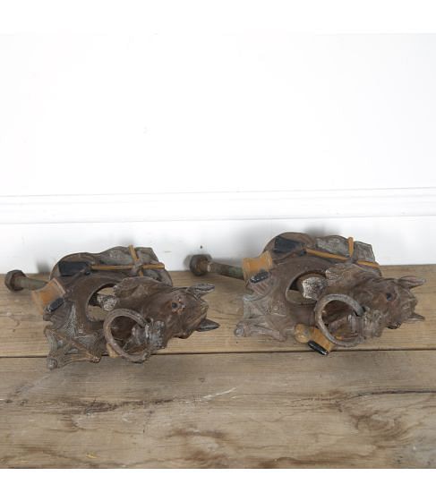 Pair of Cast Iron Horse Hooks
