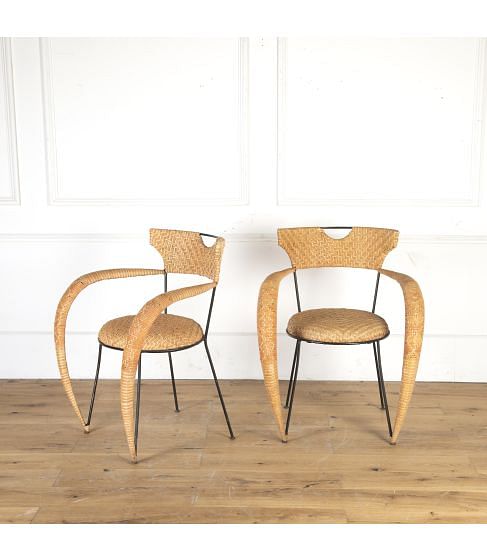 Pair of Italian Rattan Chairs