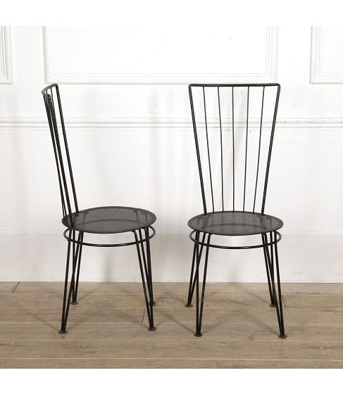 Pair of Colette Gueden Style Metal Chairs