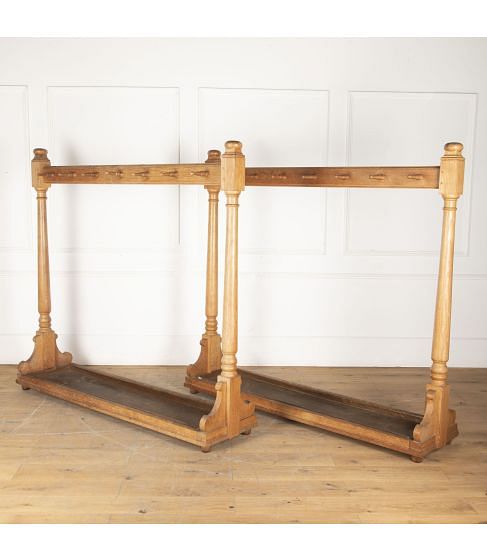 Pair of Early 20th Century Monumental Oak Coat Stands