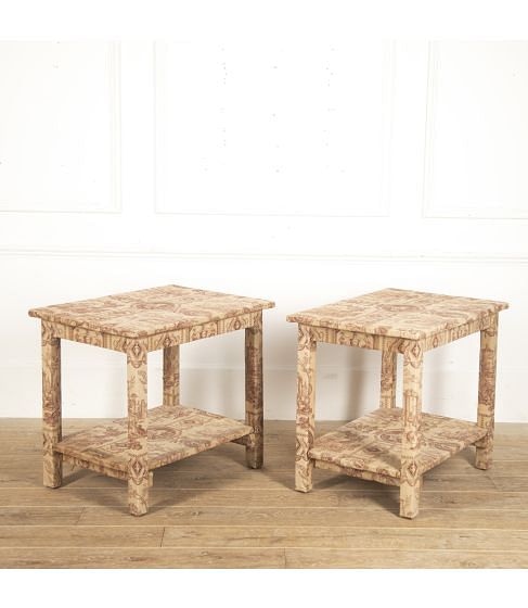 Pair of English Toile de Jouy Side Tables CO4116400