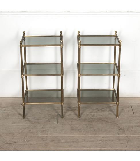 Pair of French 20th Century Brass End Tables