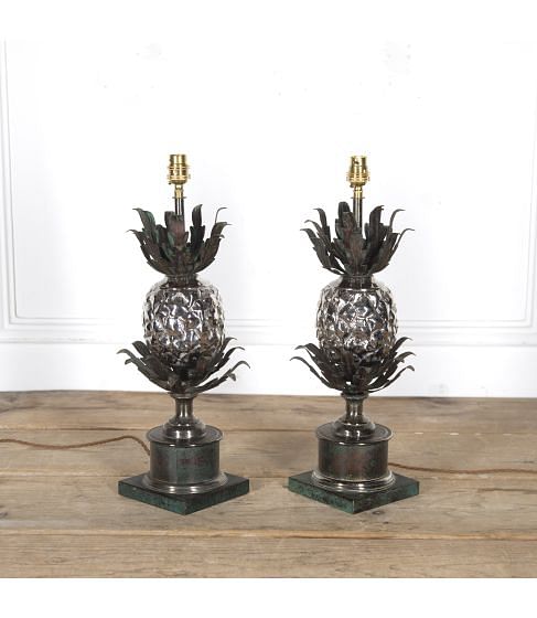 Pair of 20th Century Italian Metal Pineapple Table Lamps