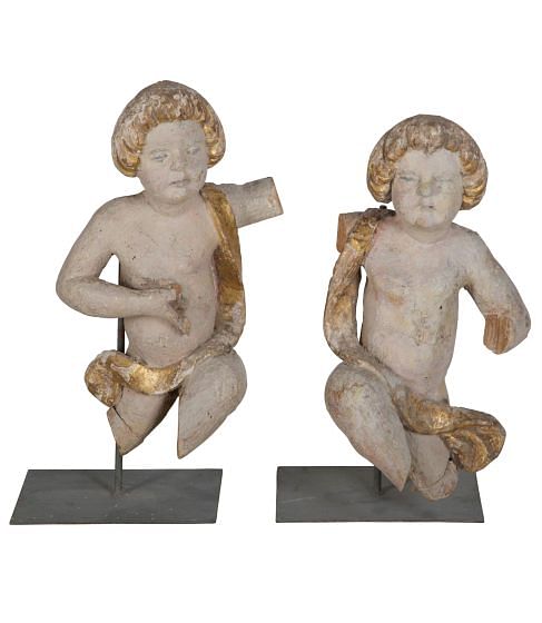 Pair of Italian Wooden Cherubs