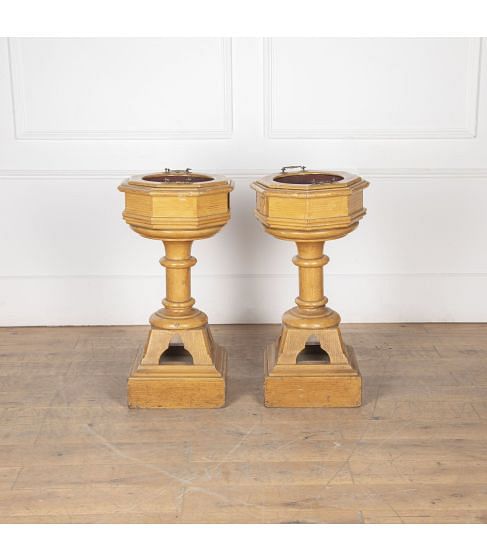Pair of Large 20th Century Church Offertory Bowls on Stands