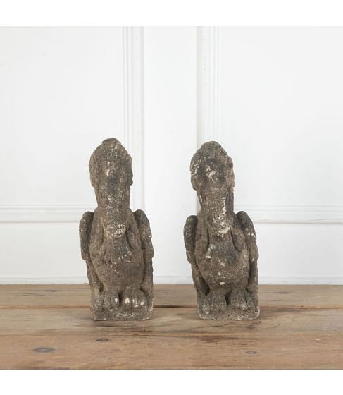 Pair of Martin Brothers Style Cast Stone Pelicans