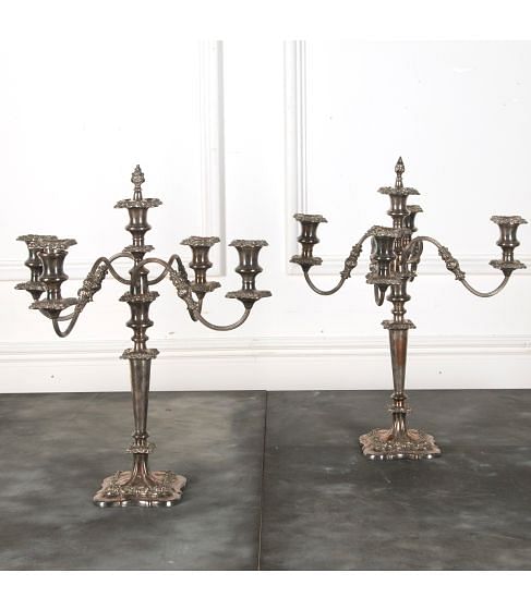 Pair of Old Sheffield Plate Candelabra