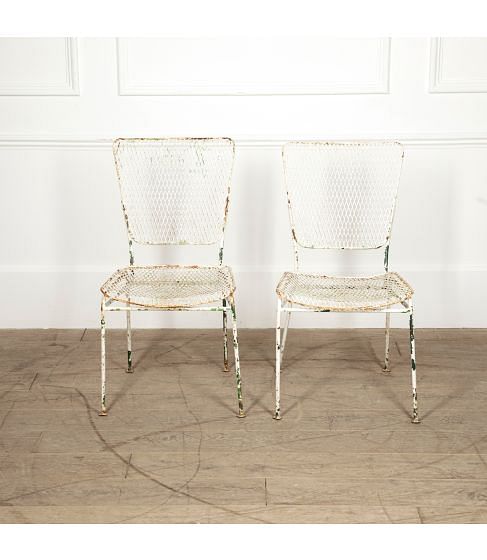 Pair of Perforated Steel Garden Chairs by Robert Lempereur