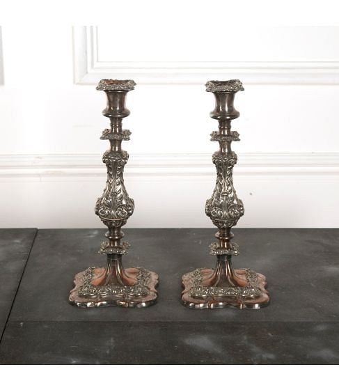 Pair of Sheffield Plate Candle Sticks