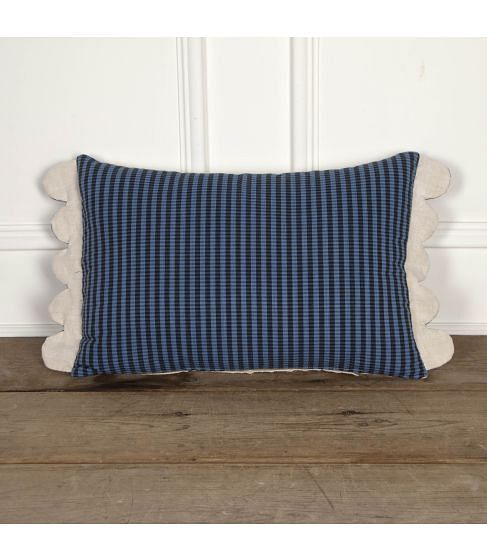 20th Century Plaid Cushion with Scalloped Edge