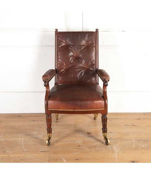 Regency Mahogany and Leather Library Chair