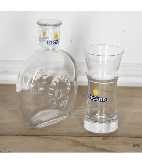 French 20th Century Art Deco Glass Carafe and Glass