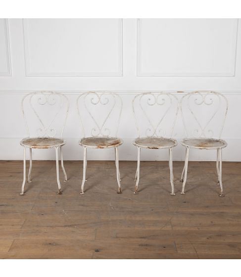 Set of 19th Century Four French Wrought Iron Garden Chairs