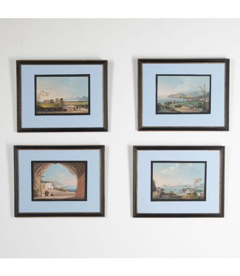 Set of Four 19th Century Gouache Paintings