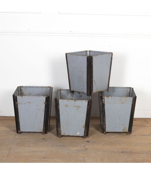 Set of Four French Mid-Century Metal Planters