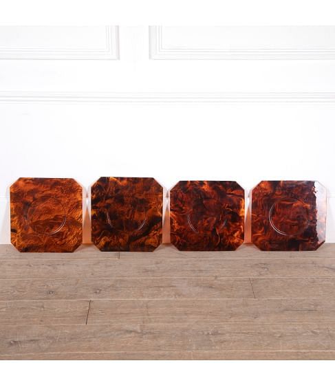 Set of Four Octagonal Faux Tortoiseshell Lucite Plates