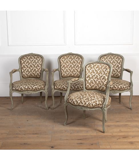 Set of Four Painted Louis XVI Style Fauteuils