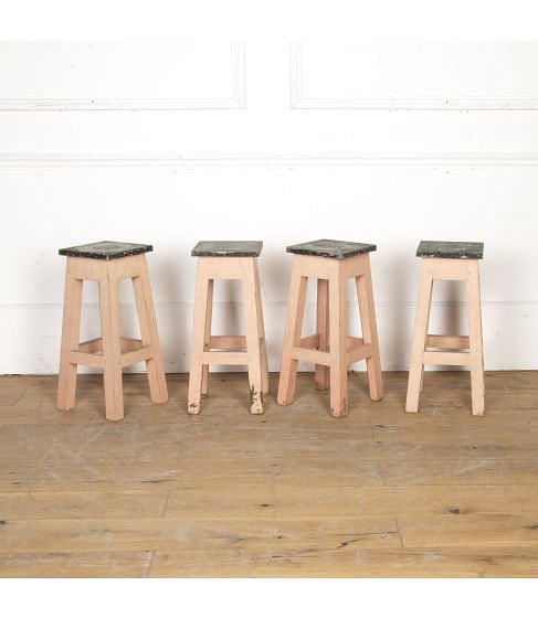 Set of Four 19th Century French Zinc Topped Stools