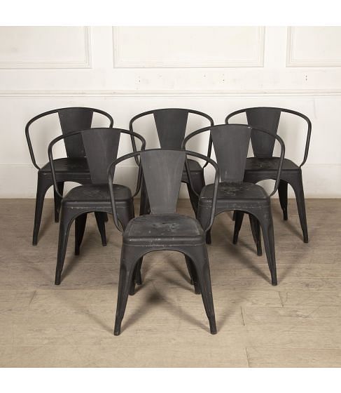 Set of Six 20th Century French Tolix Chairs