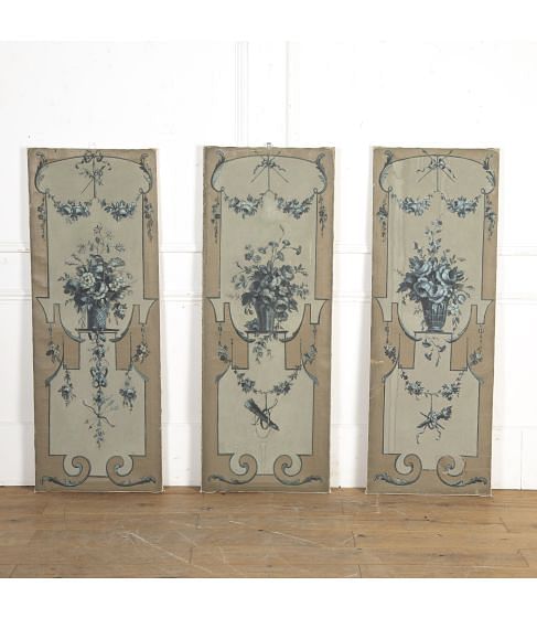 Set of Three 19th Century Painted Decorative Panels