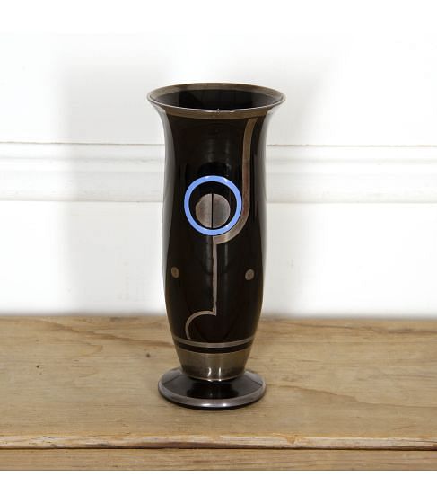 20th Century Art-Deco Black Glass Vase