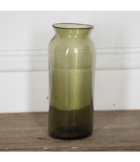 Small 19th Century French Green Glass Jar