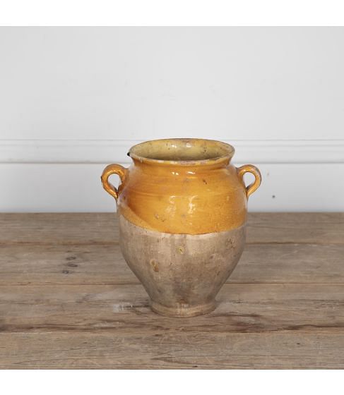 Small 19th Century French Yellow Glaze Confit Pot
