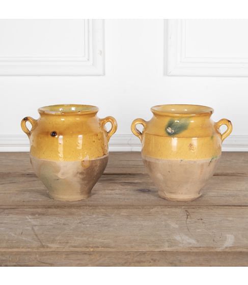 Small 19th Century French Yellow Glaze Confit Pot
