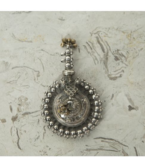 Small Indian Antique Silver Hand Mirror