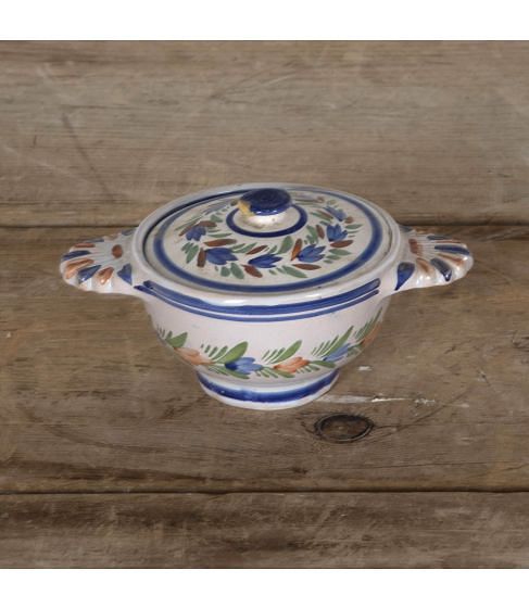 19th Century Small Quimper Style Bowl with Lid