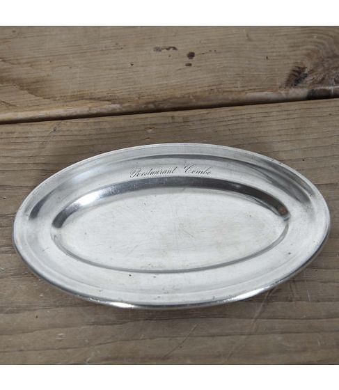 Small 20th Century Silver Plate Oval French Restaurant Tray