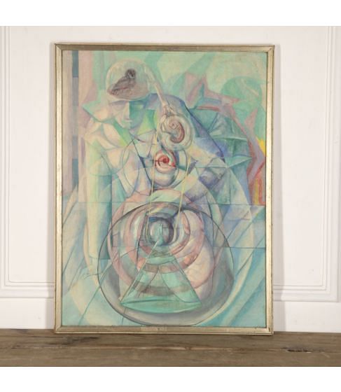Mid-Century Italian Surrealist Oil on Canvas